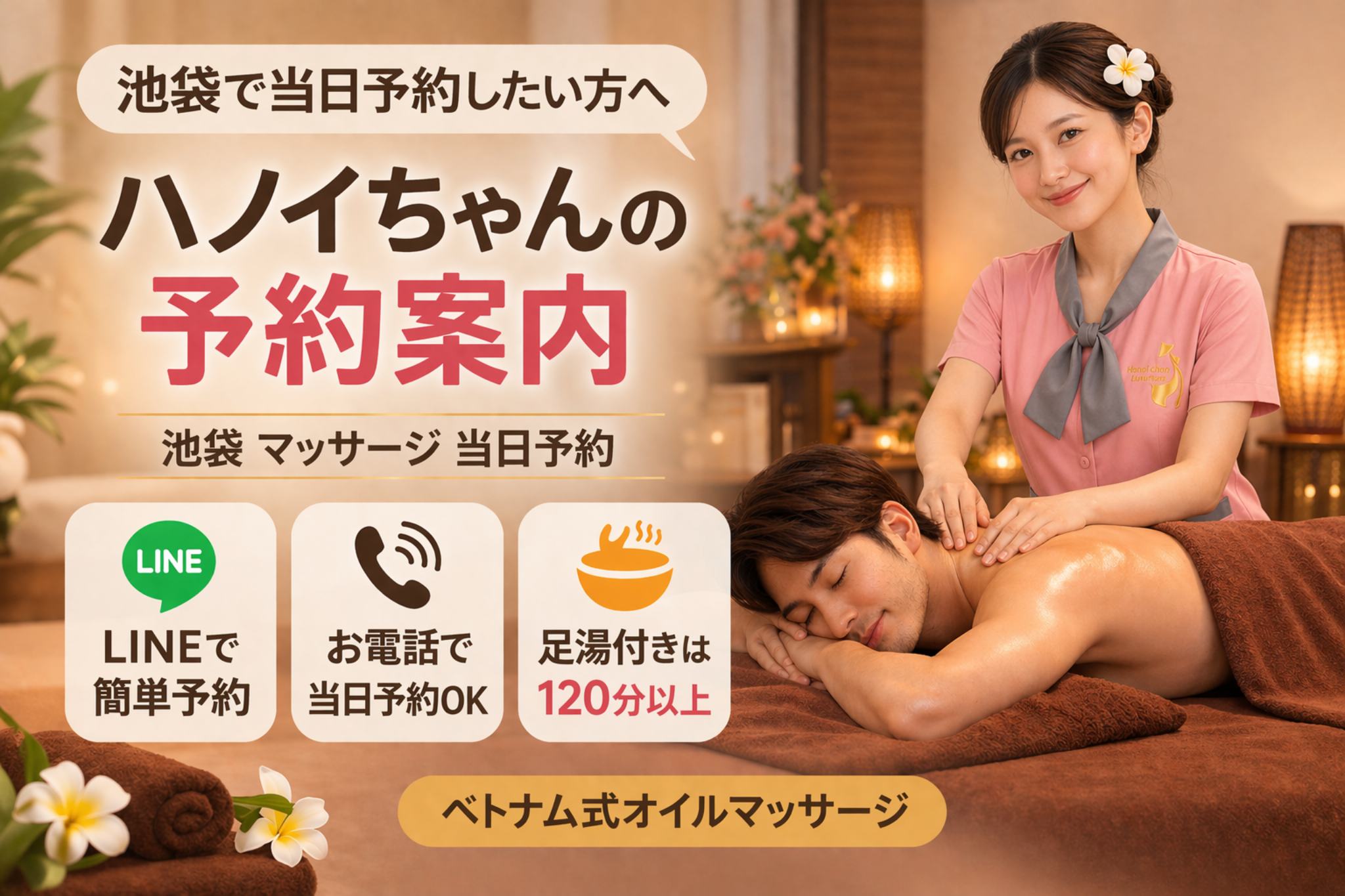 池袋で当日予約したい方へ ハノイちゃんの予約案内